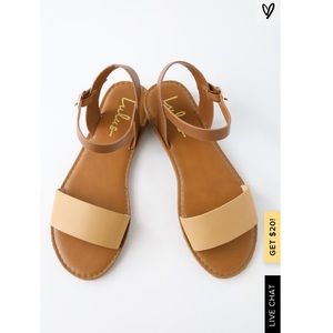 Lulu’s Hearts & Hashtags Natural Flat Sandals